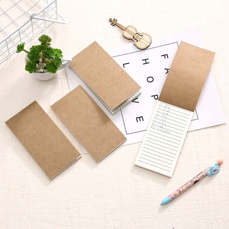

2pcs Random Kraft Paper Cover Memo Pad, Beige