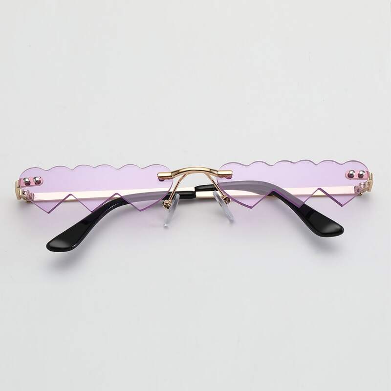 

Heart Shaped Lens Rimless Sunglasses, Purple