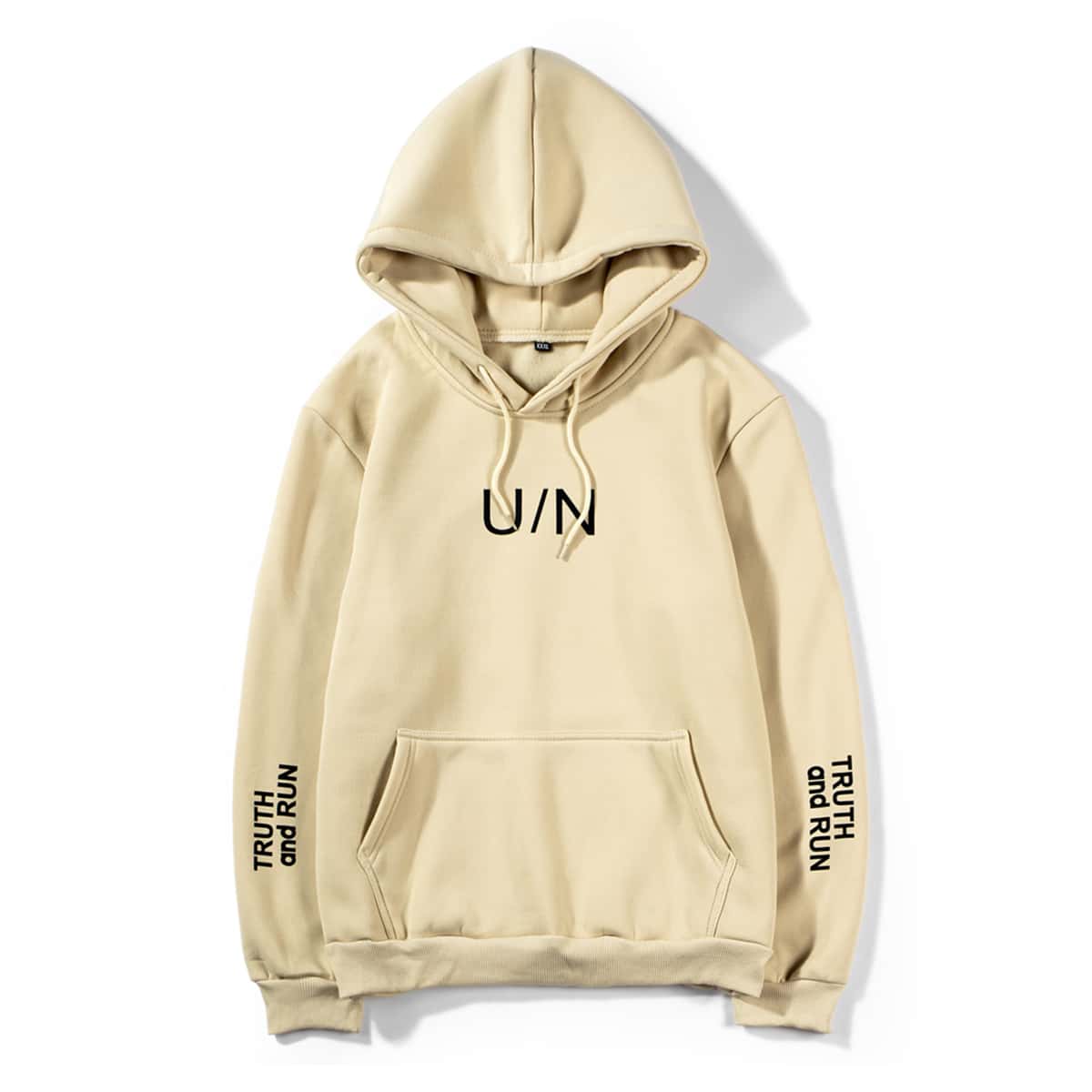 

Guys Letter Drawstring Hoodie, Khaki