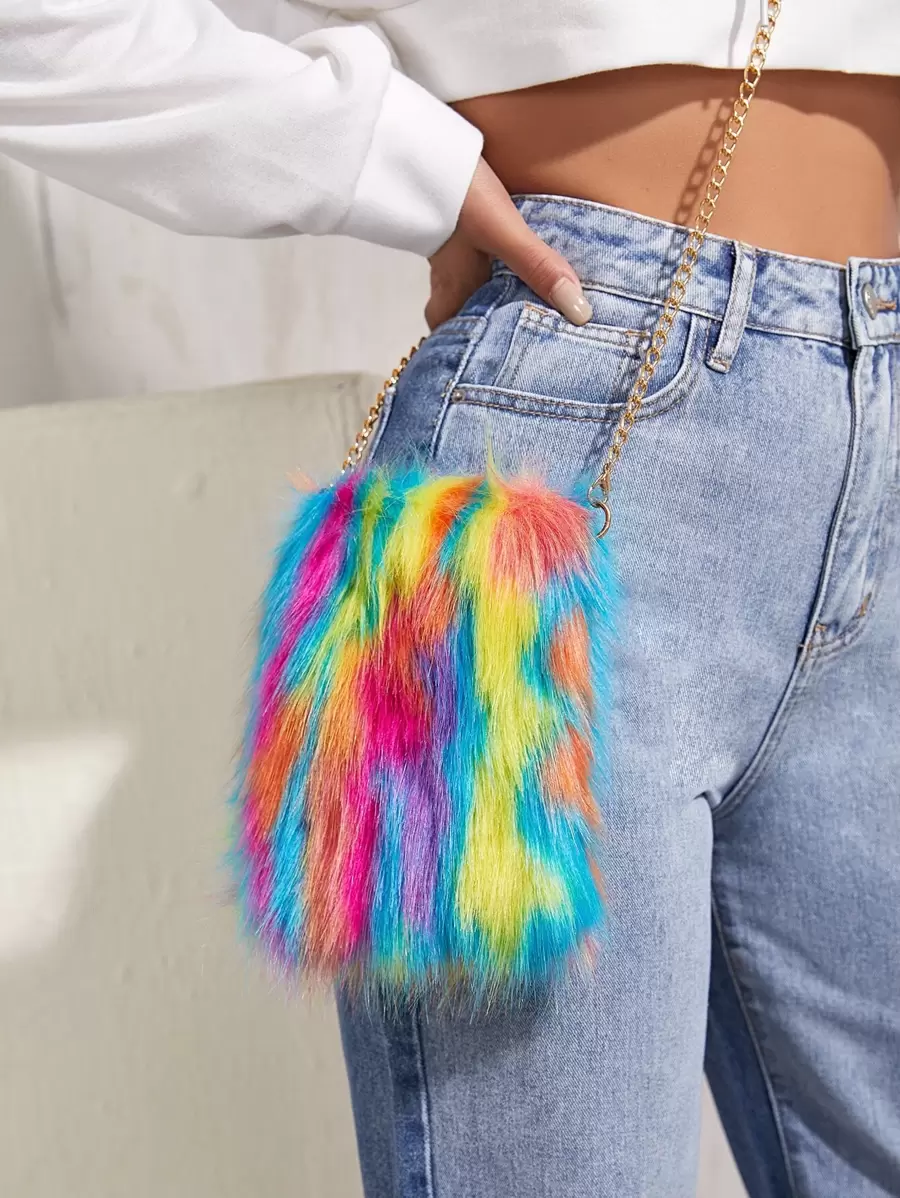 SHEIN ICON Ladies Plush Colorful Resort Style Clutch Bag - Multicolor - View 1