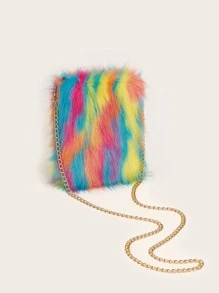 SHEIN ICON Ladies Plush Colorful Resort Style Clutch Bag - Multicolor - View 3