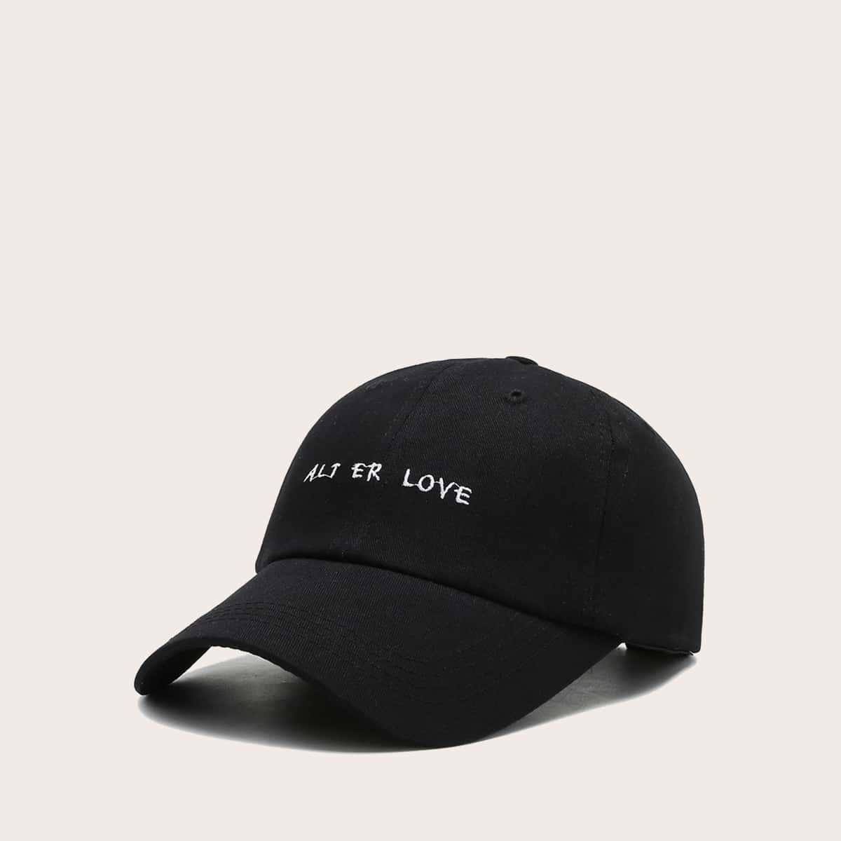 

Letter Embroidery Baseball Cap, Black