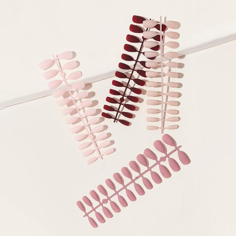 

96pcs Plain Matte Fake Nail, Multicolor