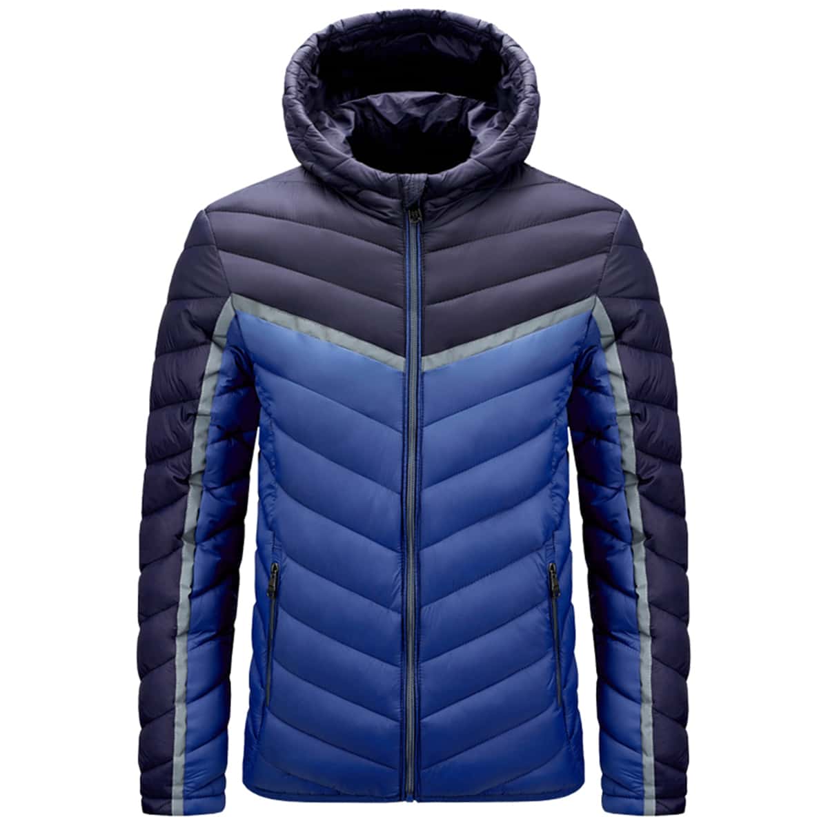 

Guys Zipper Front Hooded Padded Jacket, Blue