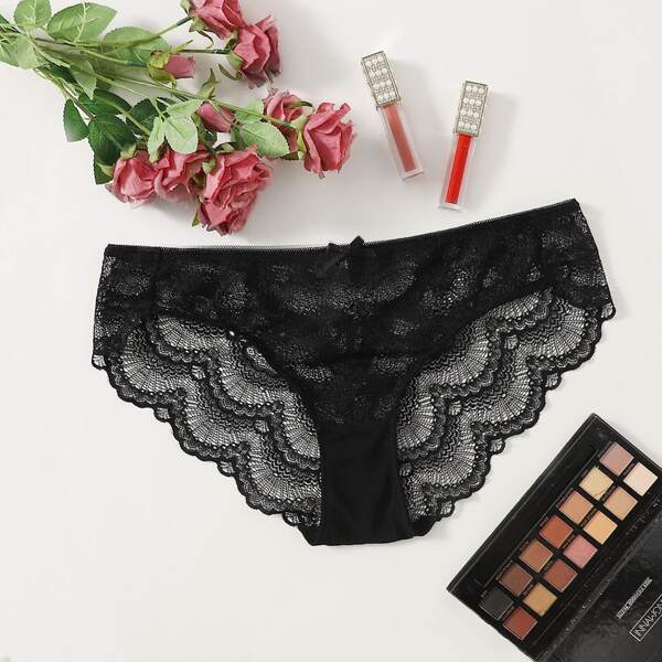 

Plus Floral Lace Panty, Black