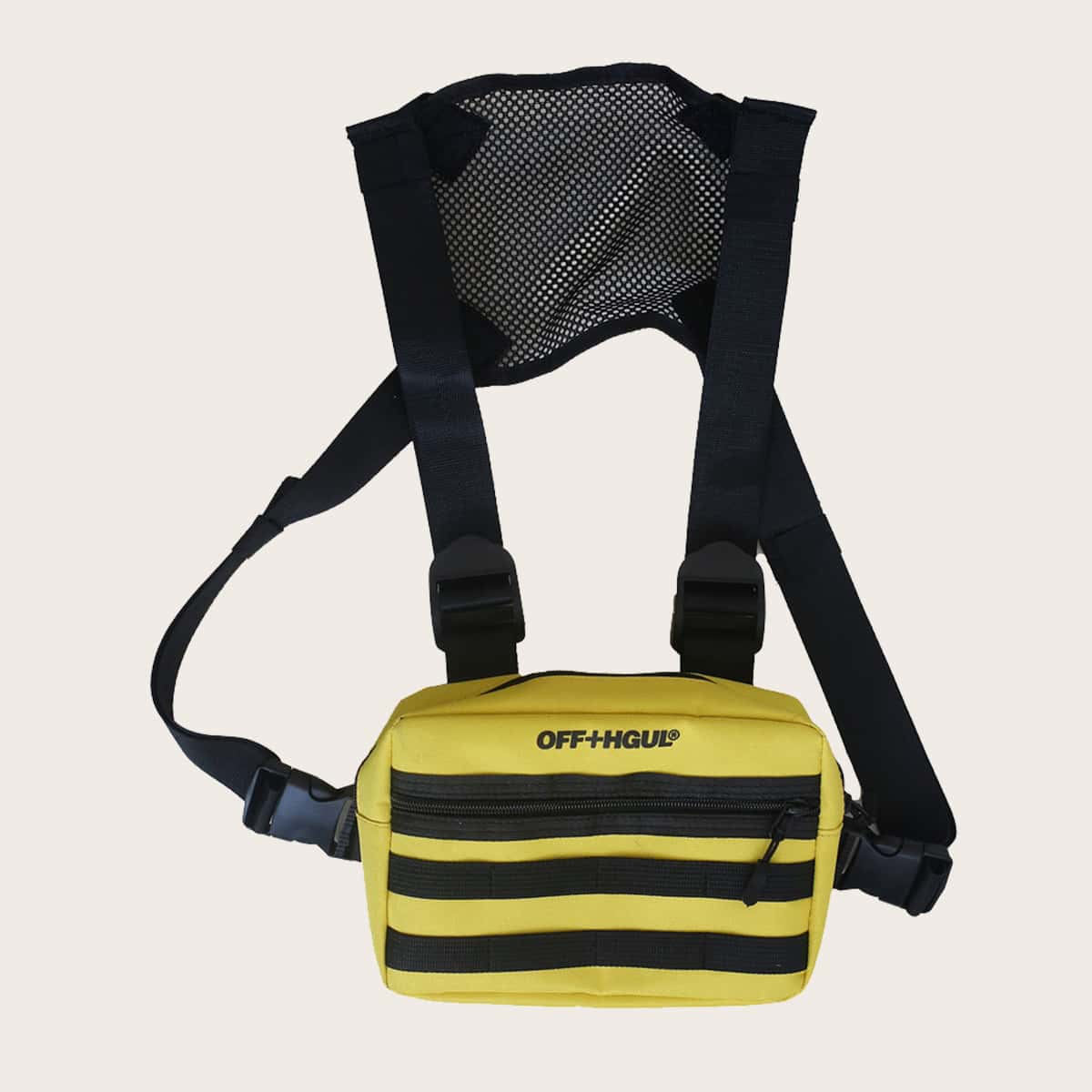 

Guys Striped & Letter Graphic Chest Bag, Yellow