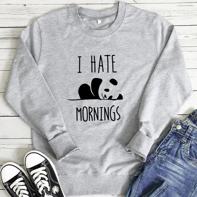 

Slogan Panda Graphic Sweatshirt, Light grey