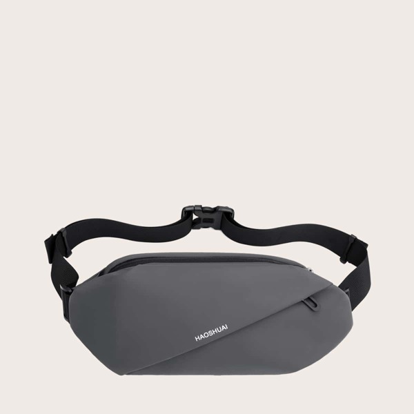 

Men Letter Graphic Fanny Pack, Grey