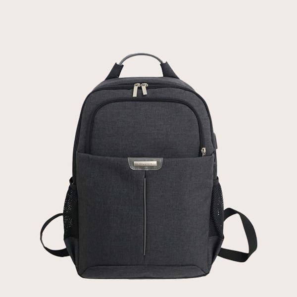

Men Large Capacity Zip Front Backpack, Black