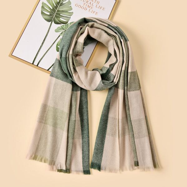 

Plaid Pattern Scarf, Green