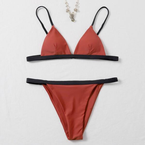 

Micro Triangle Thong Bikini Swimsuit, Burnt orange