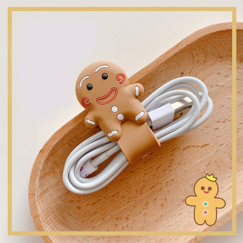 

Gingerbread Man Design Data Cable Organizer, Brown