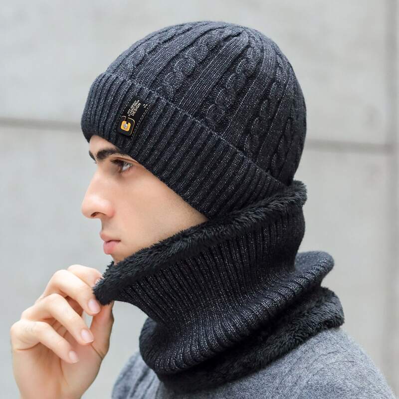 

Guys Warm Beanie & Ring Scarf, Black
