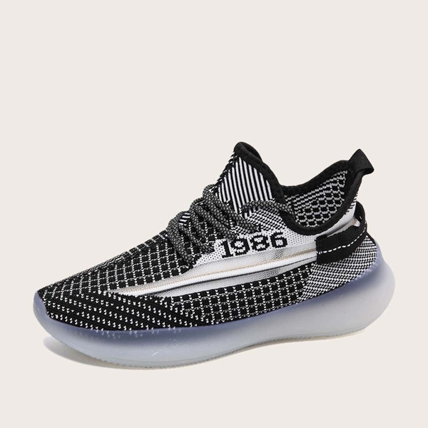

Men Lace Up Decor Low Top Sneakers, Black