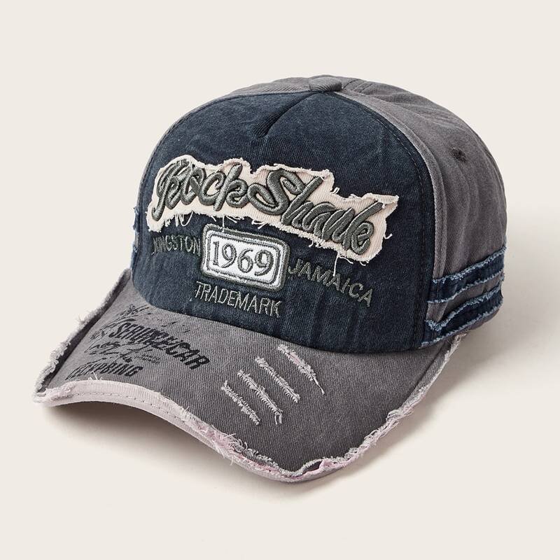 

Distressed Denim Baseball Cap, Multicolor