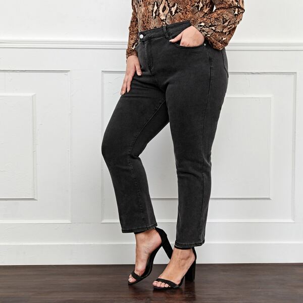 

Plus Pocket Crop Skinny Jeans, Black