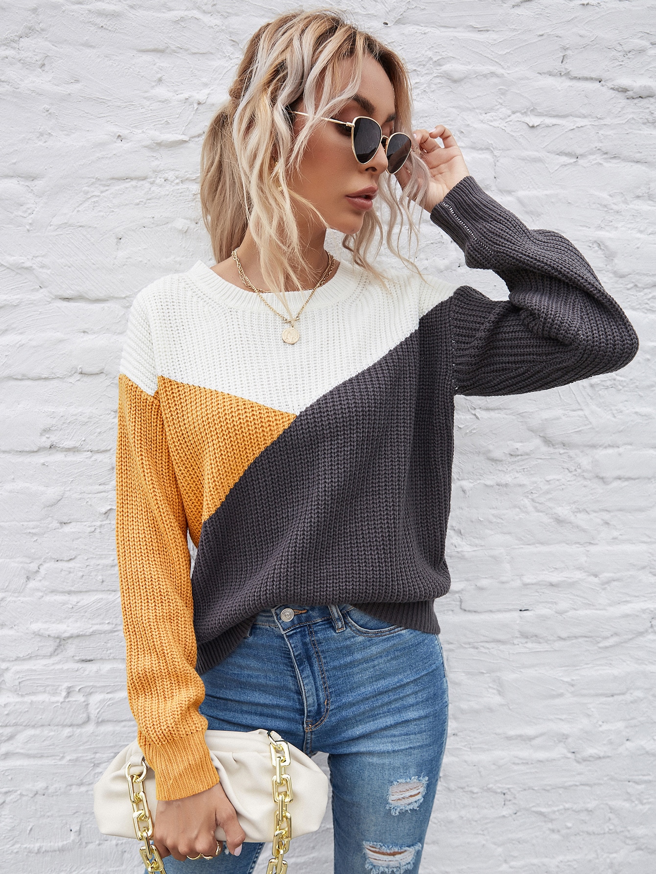 Color Block Drop Shoulder Sweater thumbnail