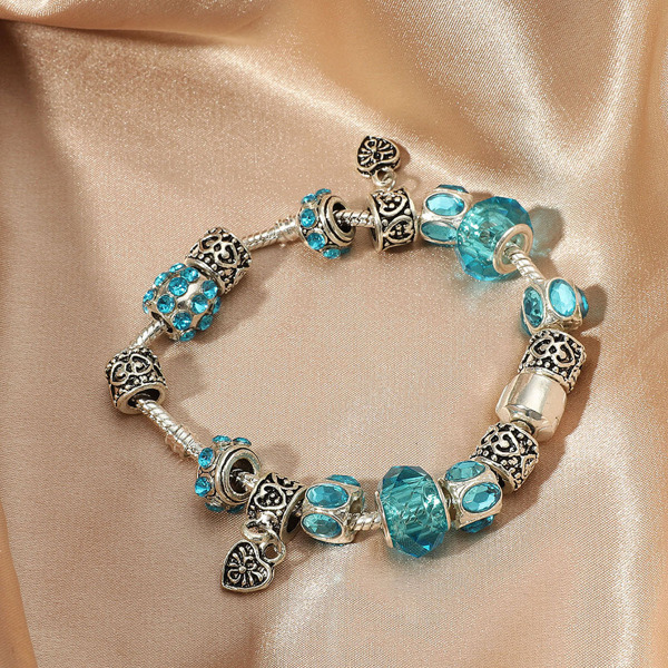 

Rhinestone Heart Decor Bracelet, Baby blue
