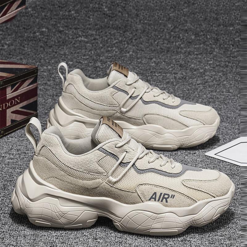 

Guys Lace-up Front Mesh Panel Chunky Sneakers, Beige