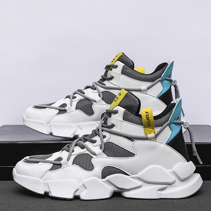 

Guys Lace-up Front Mesh Panel Chunky Sneakers, White
