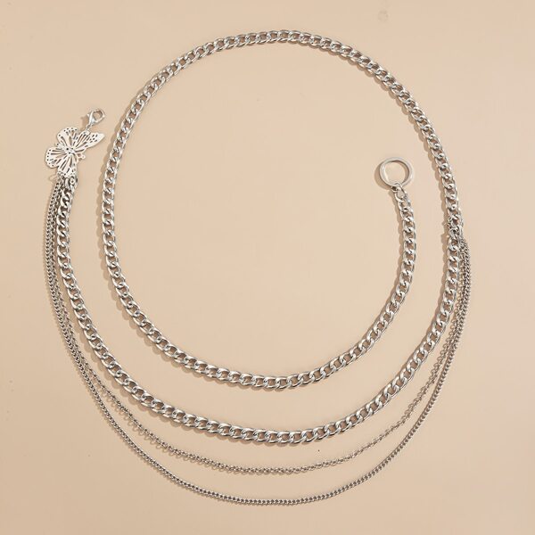 

Butterfly Decor Waist Chain, Silver