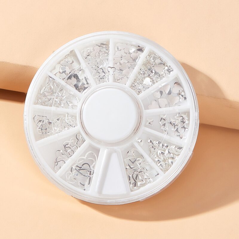 

1box Heart Shaped Nail Art Decoration, Silver