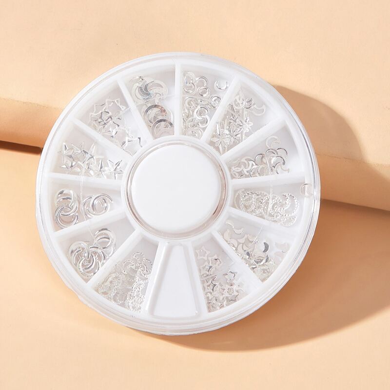 

1box Flower Design Nail Art Decoration, Silver