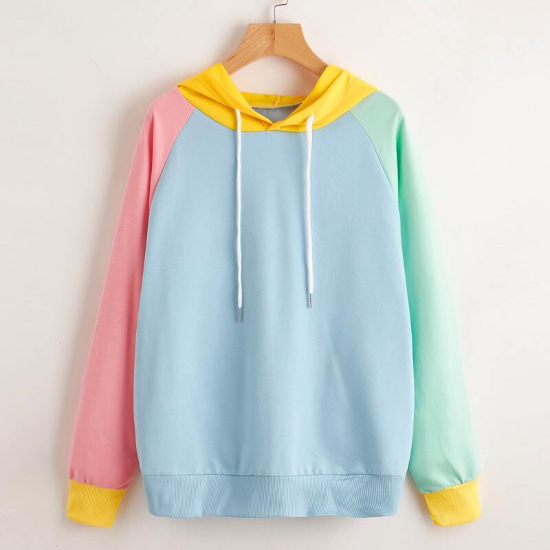 

Colorblock Drawstring Hoodie, Multicolor
