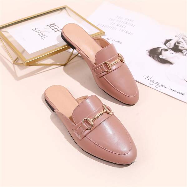 

Snaffle Decor Flat Mules, Pink