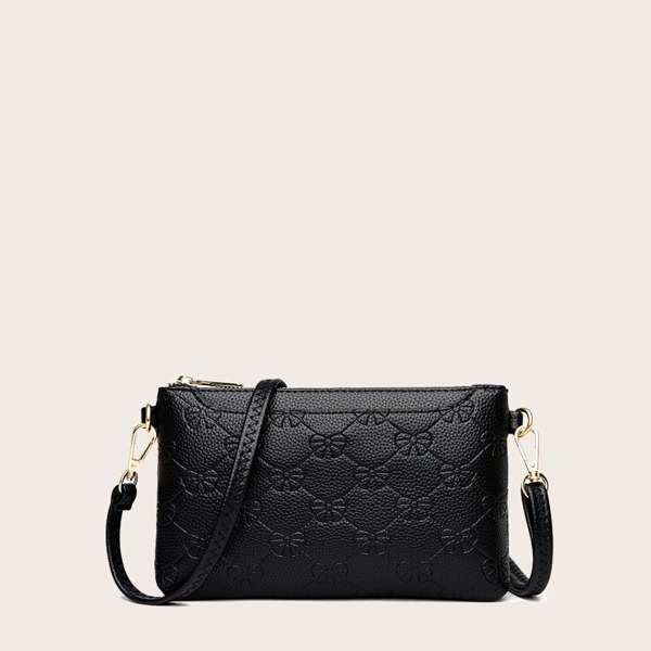 

Bow Embossed Crossbody Bag, Black