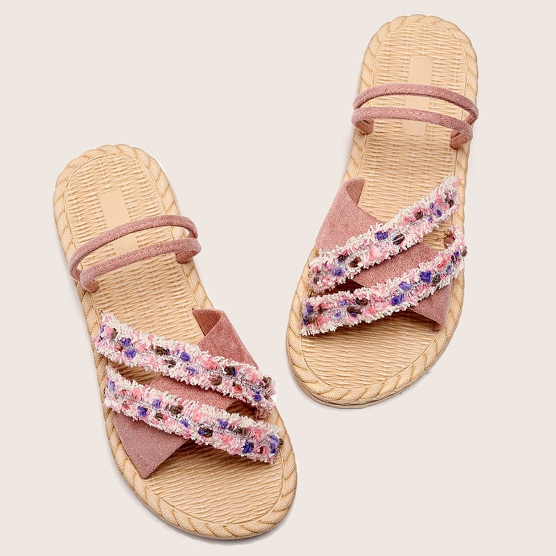 

Cross Strap Slingback Slides, Pink