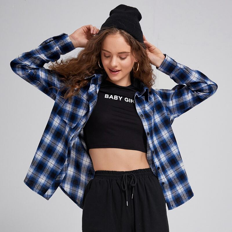 

Plaid Button Front Blouse, Multicolor