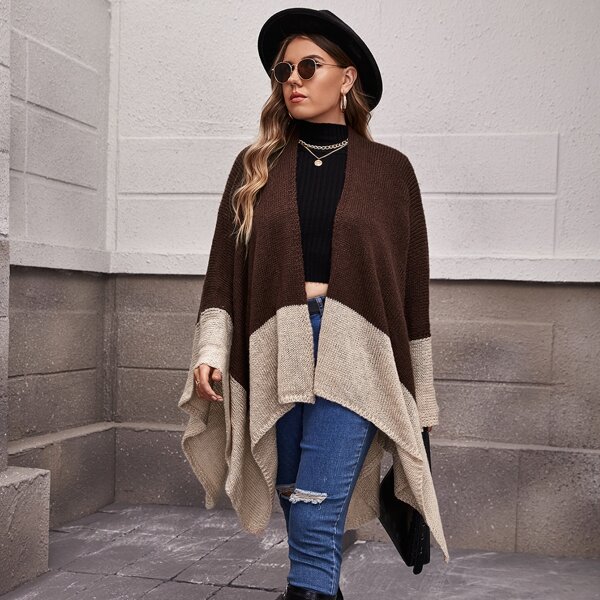 

Plus Two Tone Wrap Cape, Multicolor