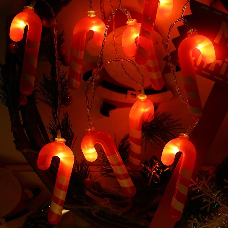 

1pc String Light With 10pcs Candy Cane Shaped Bulb, Yellow
