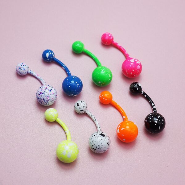 

8pcs Round Ball Belly Ring, Multicolor