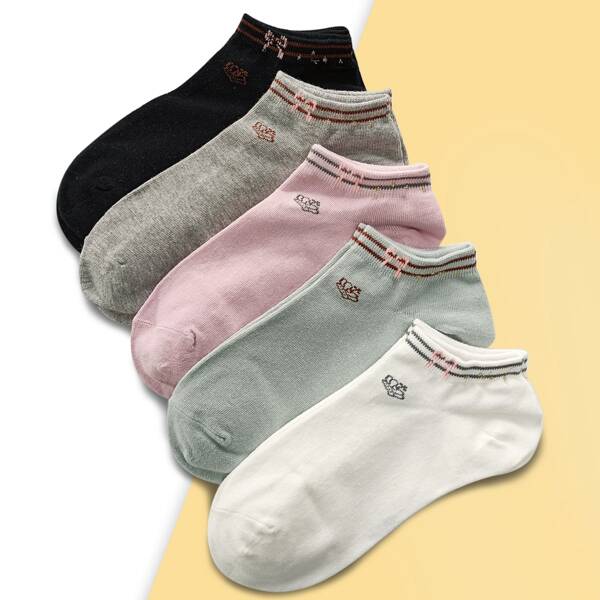 

5pairs Striped Pattern Socks, Multicolor