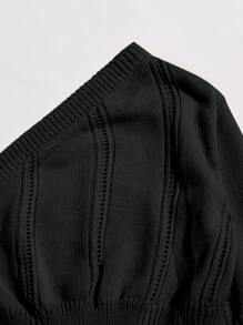 SHEIN Unity Áo len màu trơn Giải trí - màu đen - Xem 5