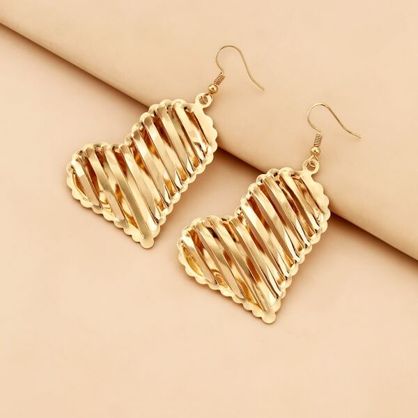 

Heart Drop Earrings, Gold