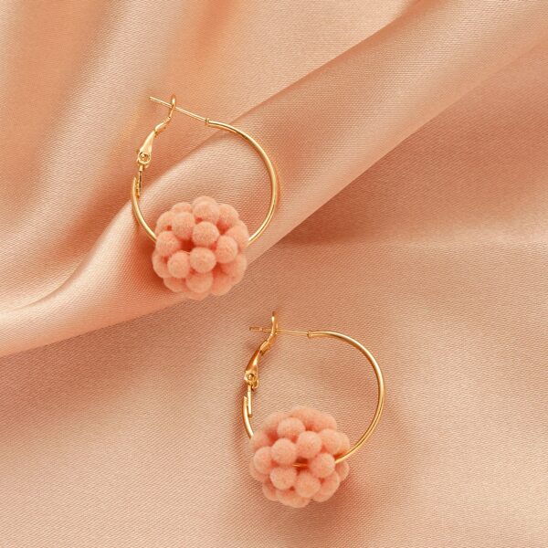 

Fluffy Ball Decor Earrings, Pink