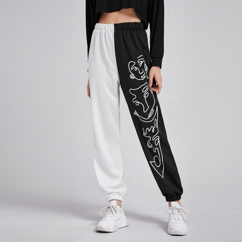 

Figure Graphic Colorblock Joggers, Black and white