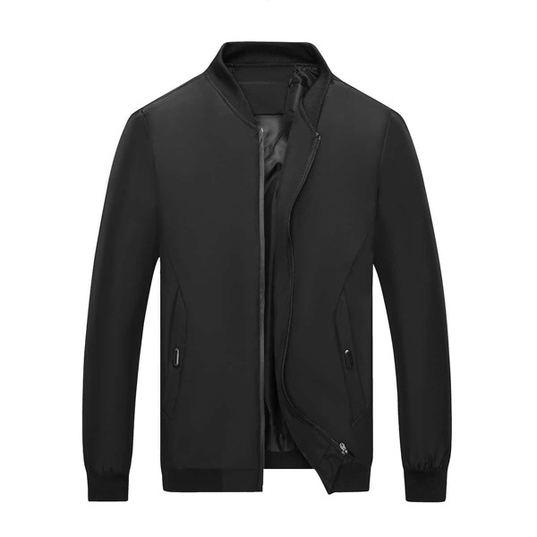 

Men Zip Up Pocket Side Bomber Jacket, Black