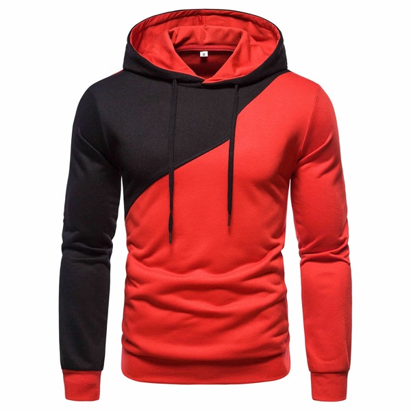 

Men Two Tone Drawstring Hoodie, Red
