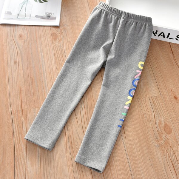 

Toddler Girls Letter Graphic Elastic Waist Leggings, Grey
