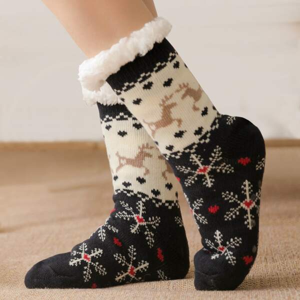 

Christmas Snowflake Pattern Socks, Multicolor