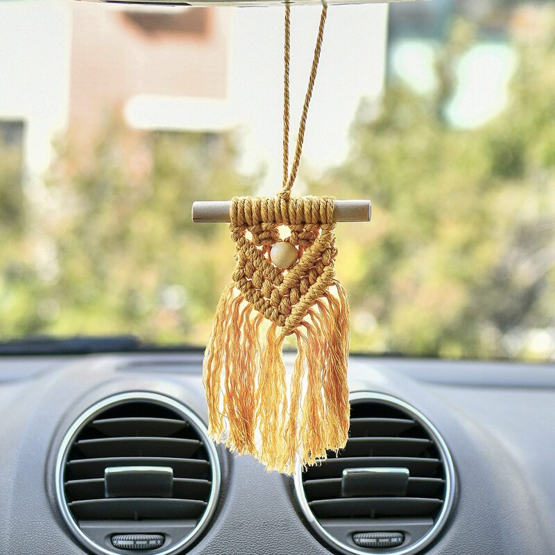 

2pcs Mini Macrame Wall Hanging, Yellow
