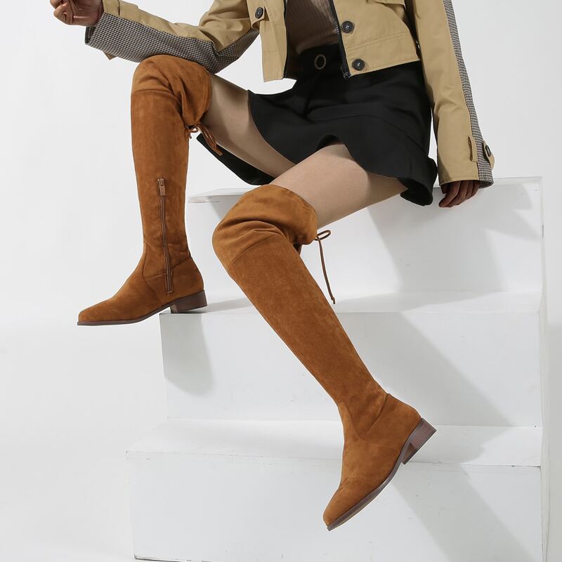 

Suede Thigh High Boots, Brown