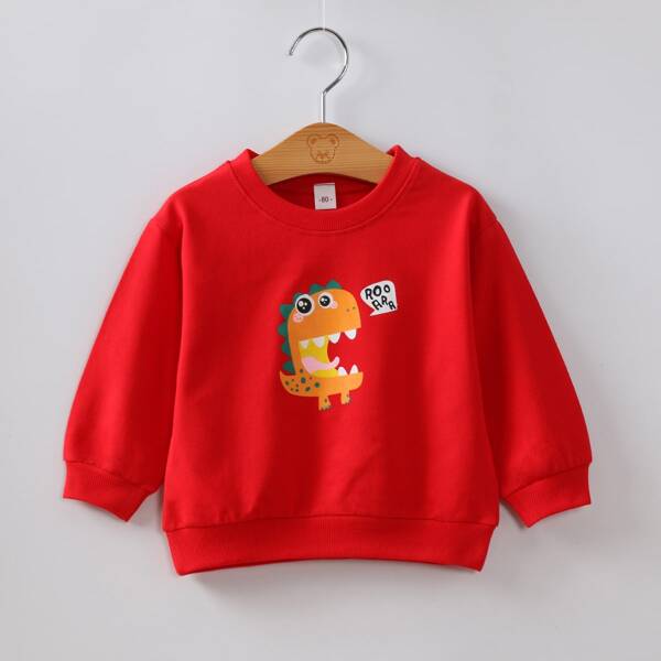 

Toddler Boys Cartoon Dinosaur & Letter Graphic Sweatshirt, Red bright