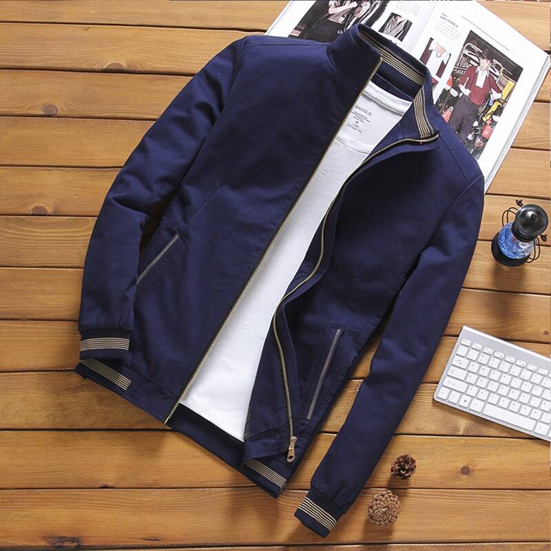 

Guys Striped Zip Up Jacket, Navy blue