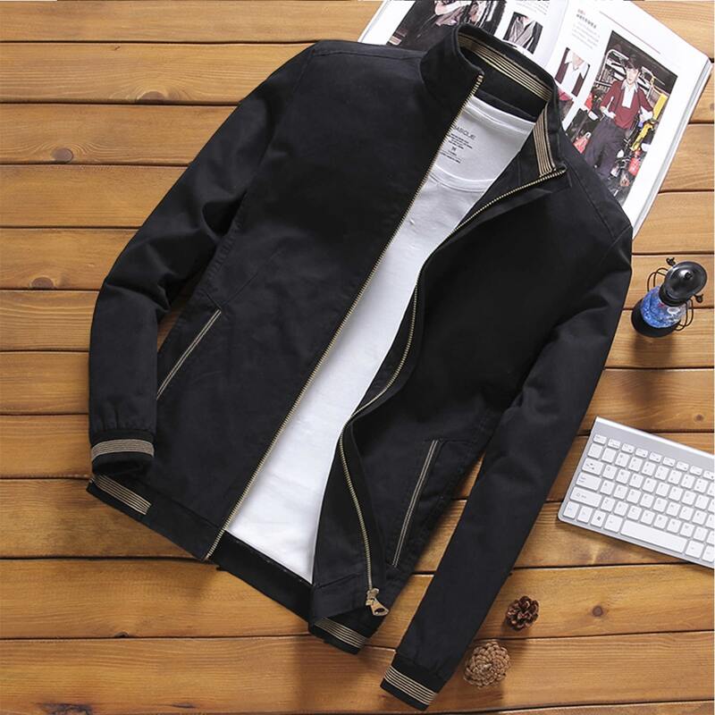 

Guys Striped Zip Up Jacket, Black