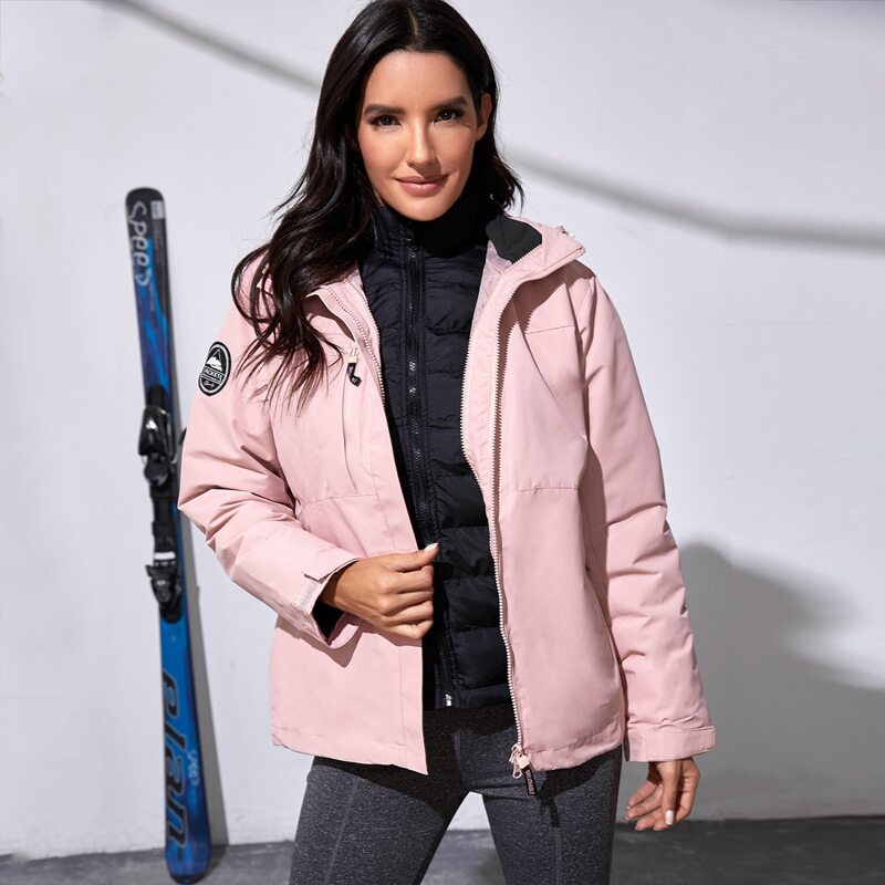 

Waterproof Hooded Jacket With Detachable Liner, Baby pink